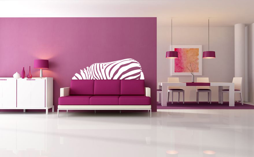 Wandtattoo Zebra Beispielbild Weiß auf Pink